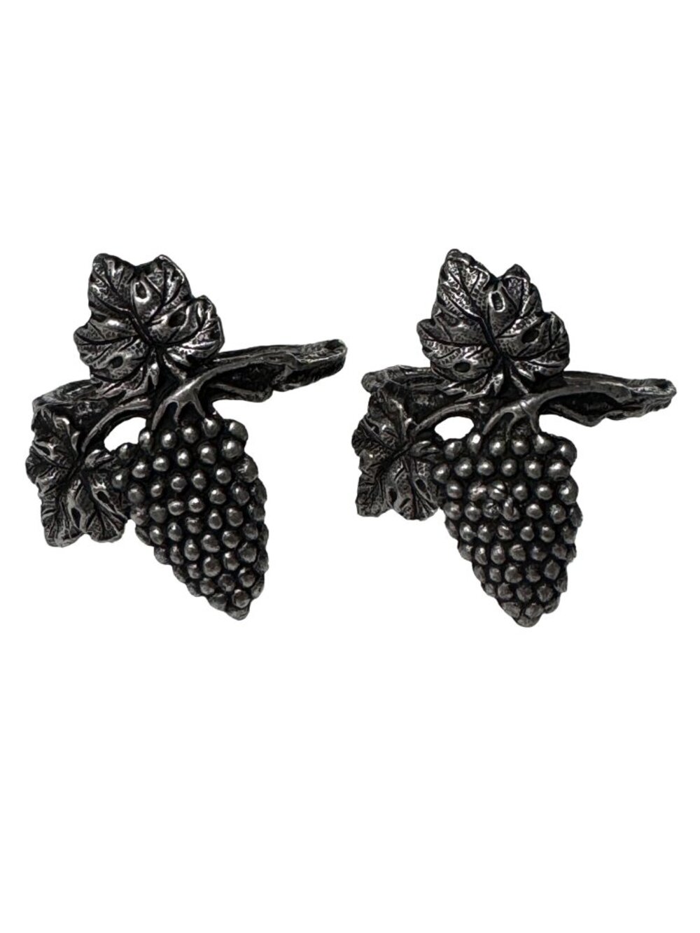 Vintage 95% Genuine Pewter Grape Vine Napkin Rings Set Of 2 Holiday Home Decor